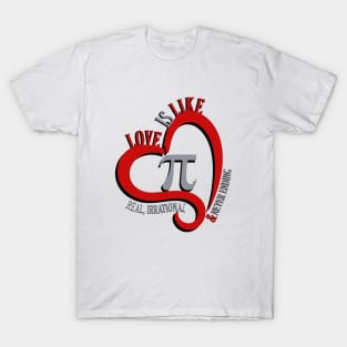 Love Is Like Pi Real Irrational Never Ending T-Shirt